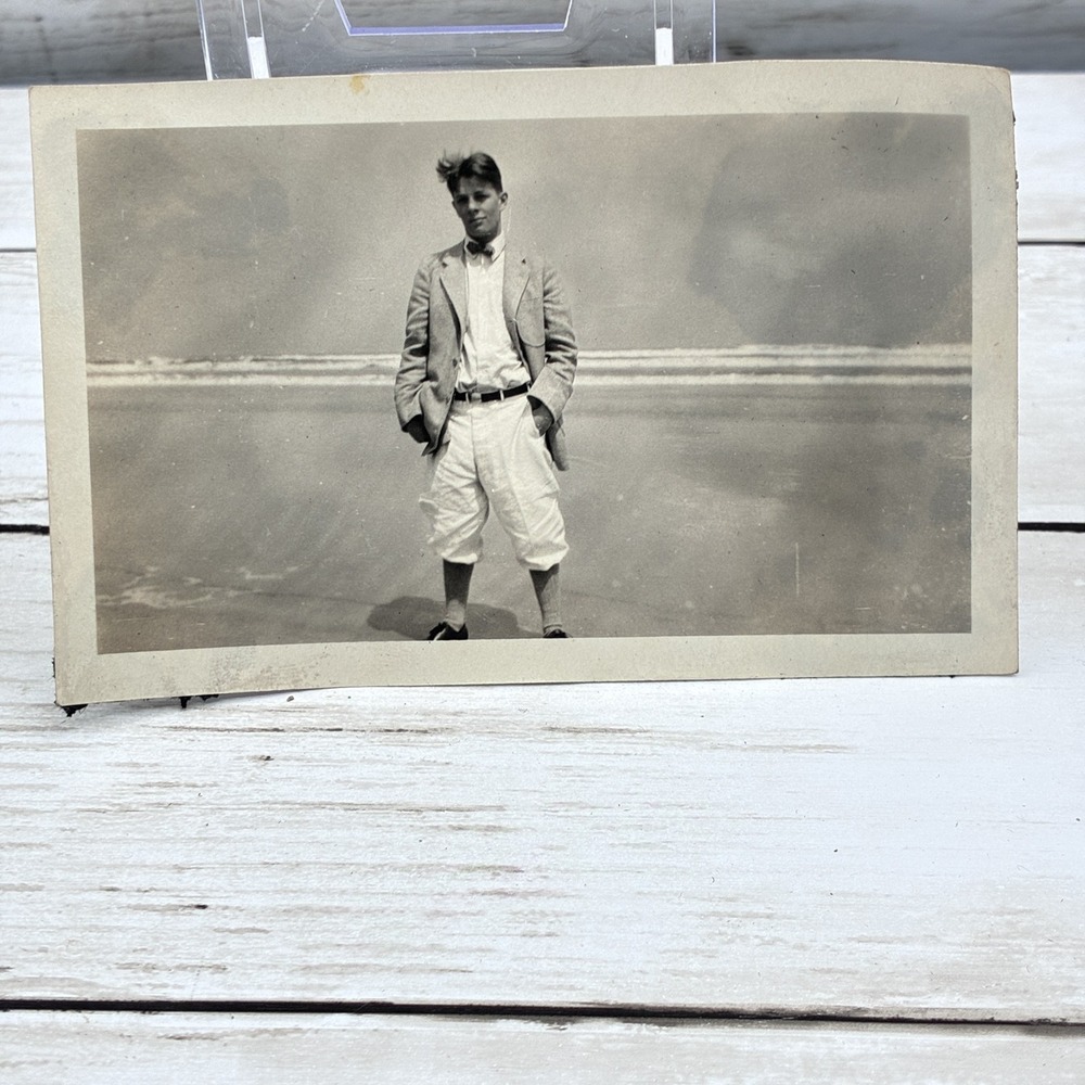 Vintage 1920 Photograph Young Man Daytona Beach Florida Golf Knickers